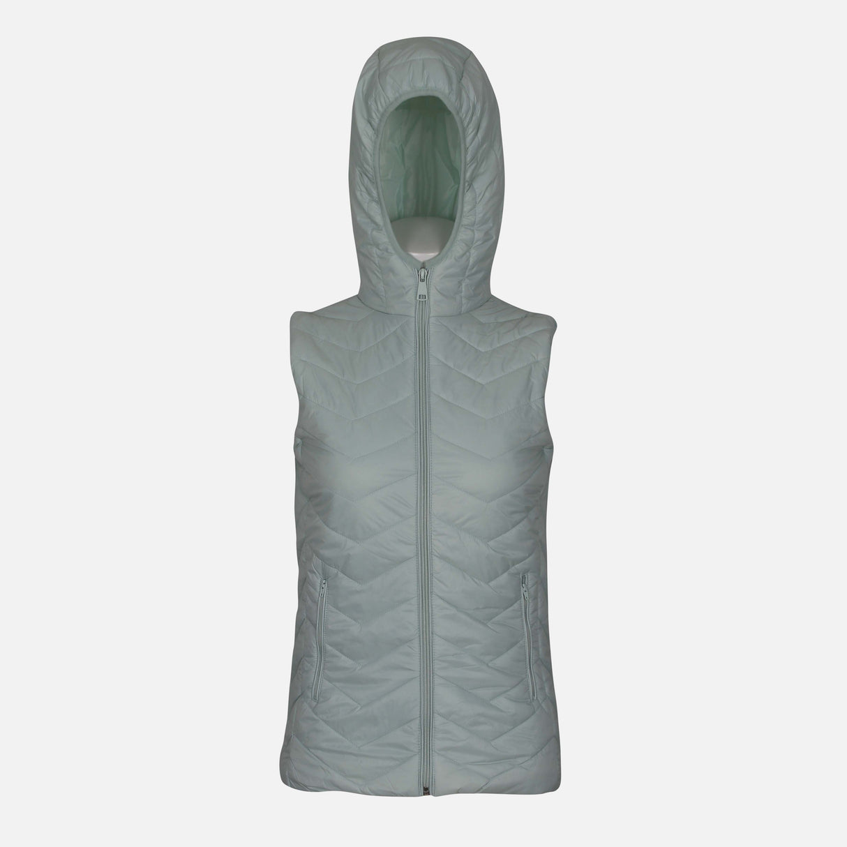 LADIES BASIC PUFFER GILET WITH HOOD