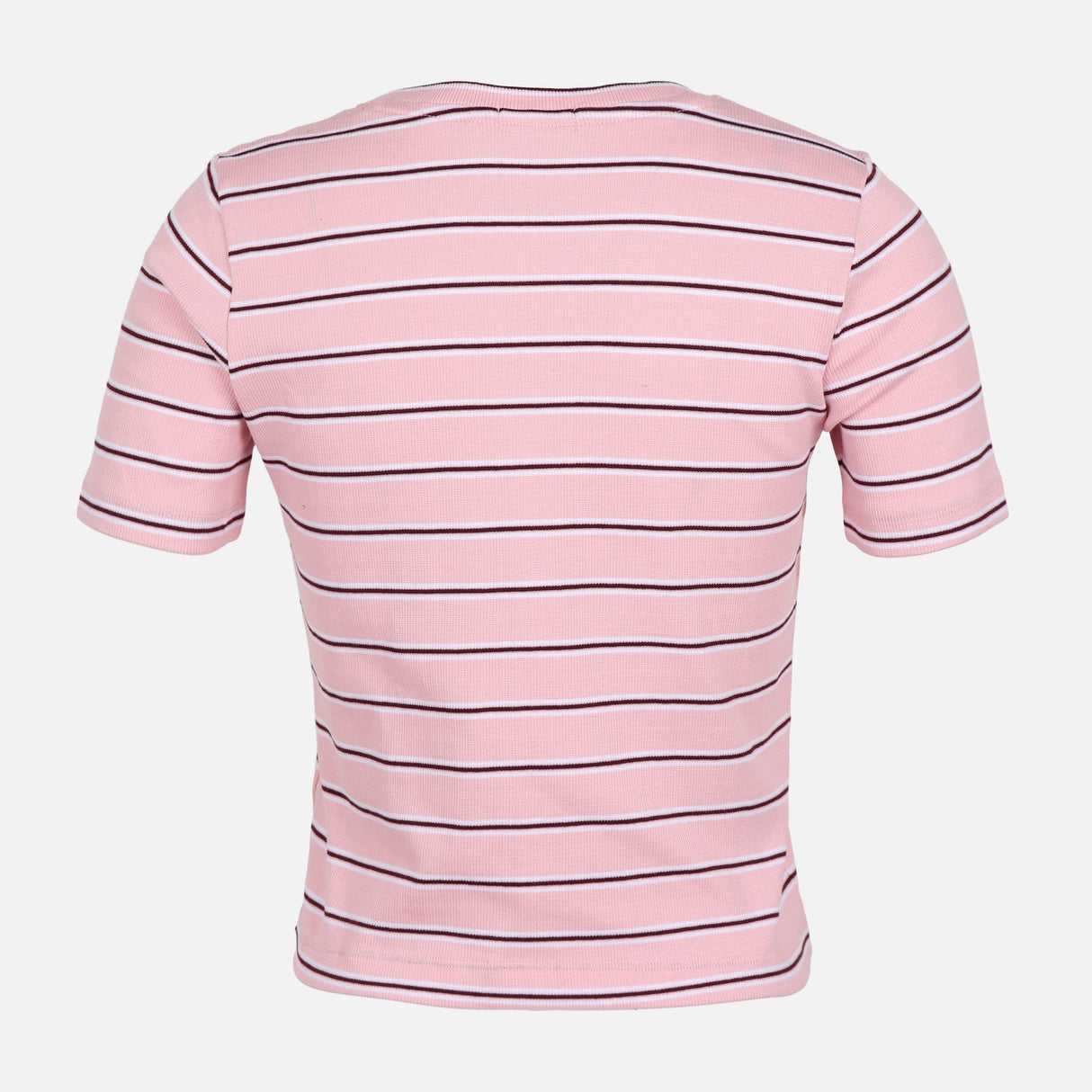 WOMEN RIBBED STRIPE T-SHIRT SHORT SLEEVE