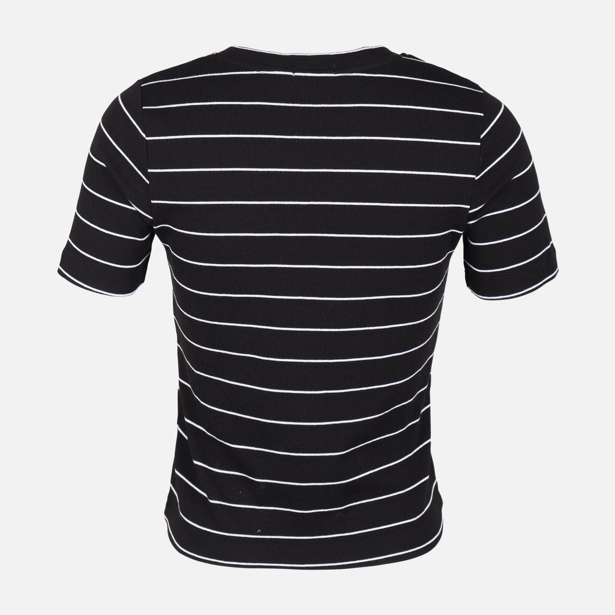 WOMEN RIBBED STRIPE T-SHIRT SHORT SLEEVE