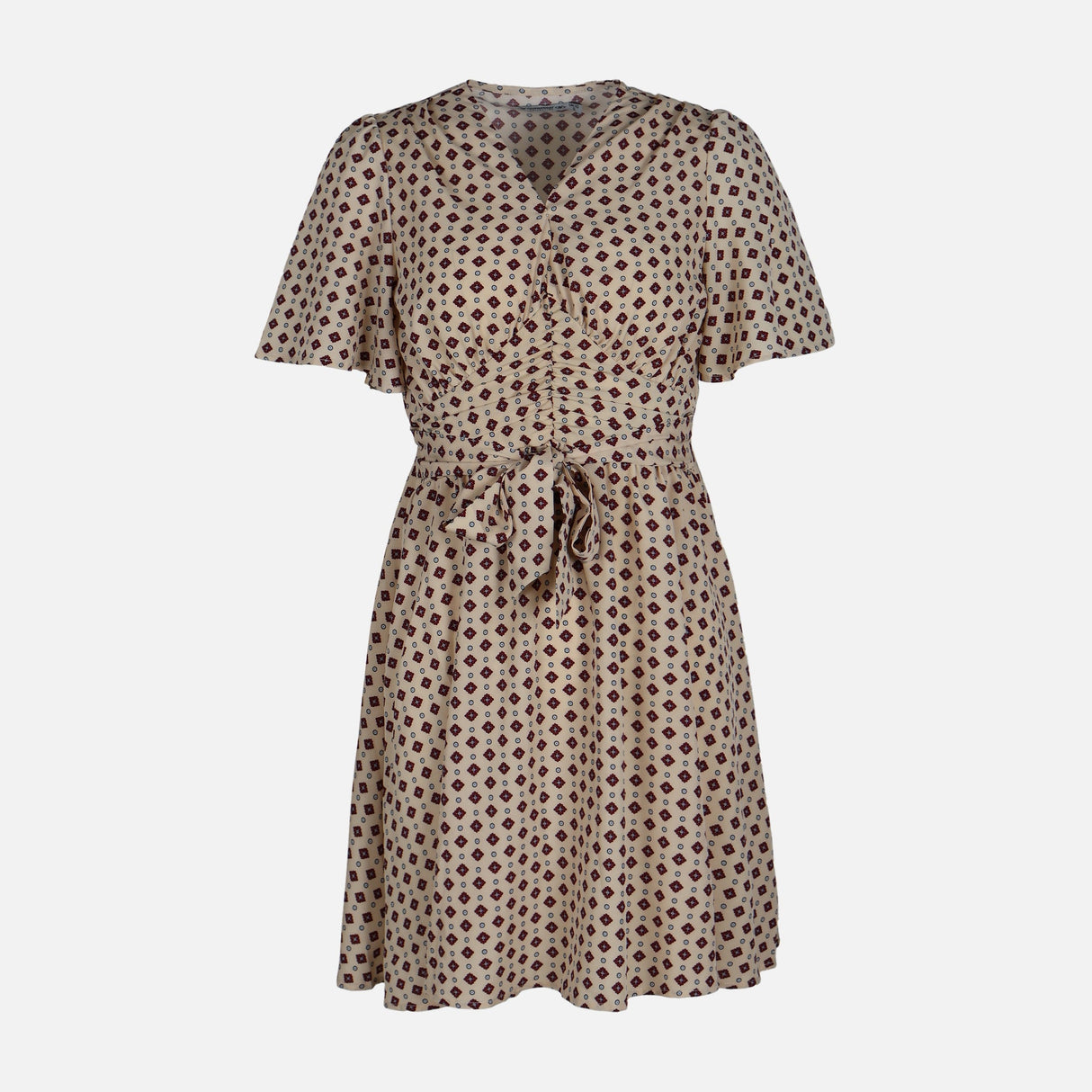 WOMEN FLORAL SHORT SLEEVE MIDI DRESS