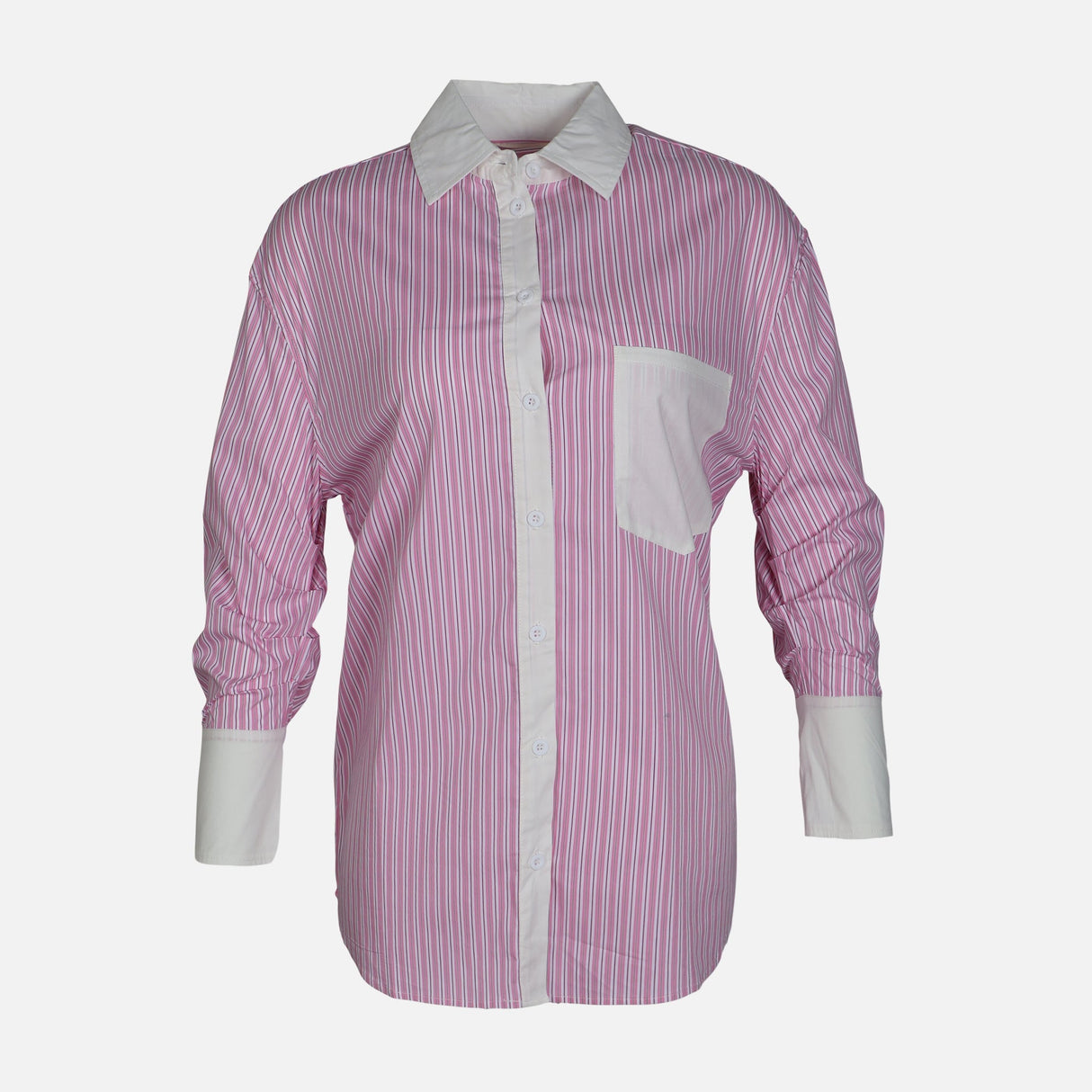 WOMEN LONG SLEEVE LONG STRIPE SHIRT