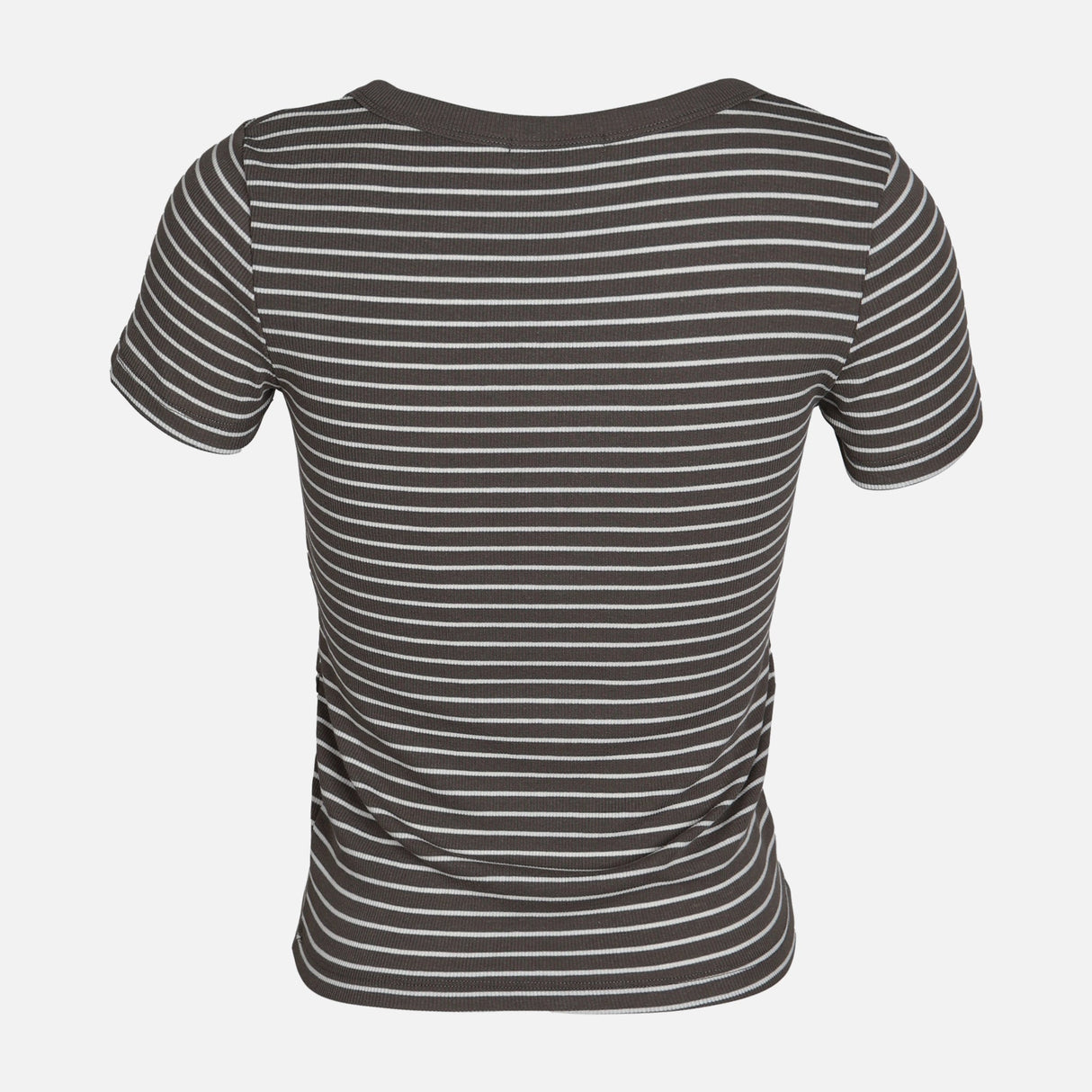 WOMEN RIB BUTTONED STRIPED TEE