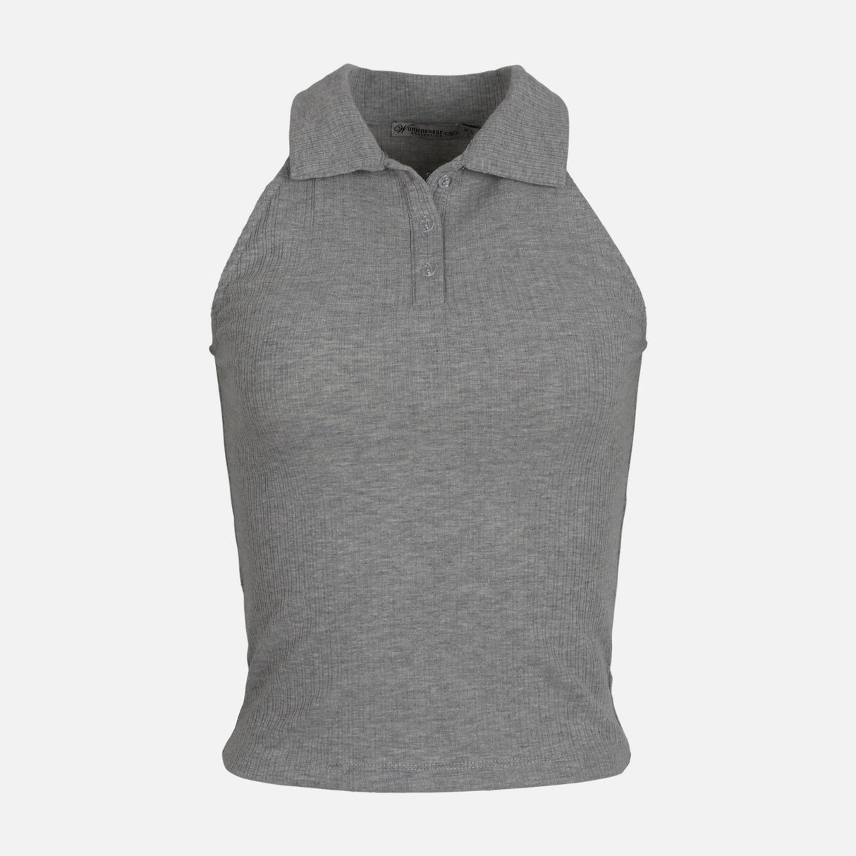 WOMEN RIB COLLARED TANK TOP