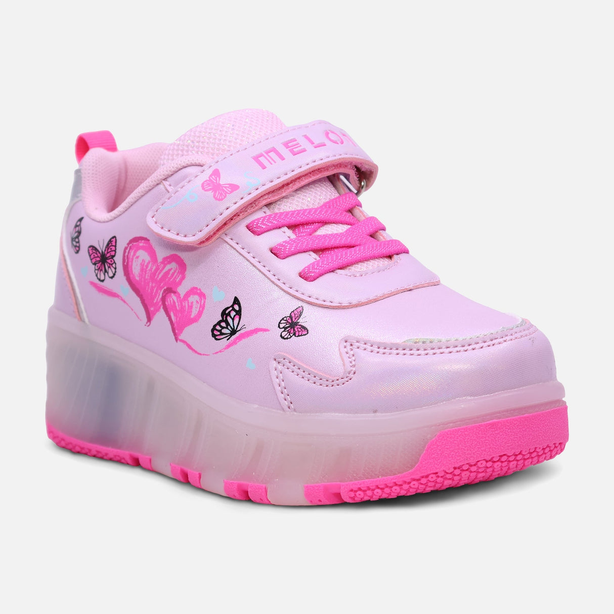 GIRLS WHEELS VELCRO LIGHTING SHOES