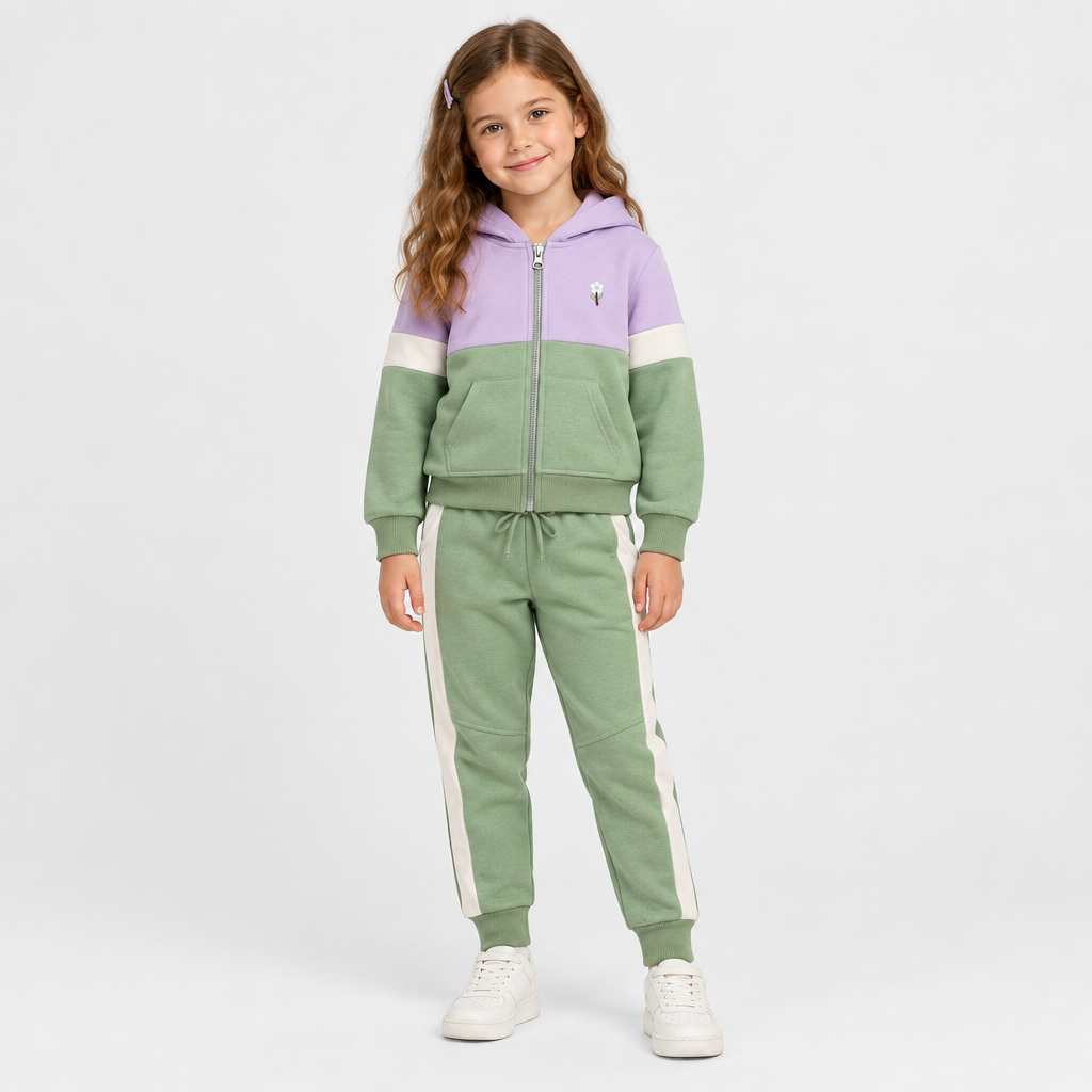 Girls 2 Pieces Set ( Jogger & Hoodie With Zipper )