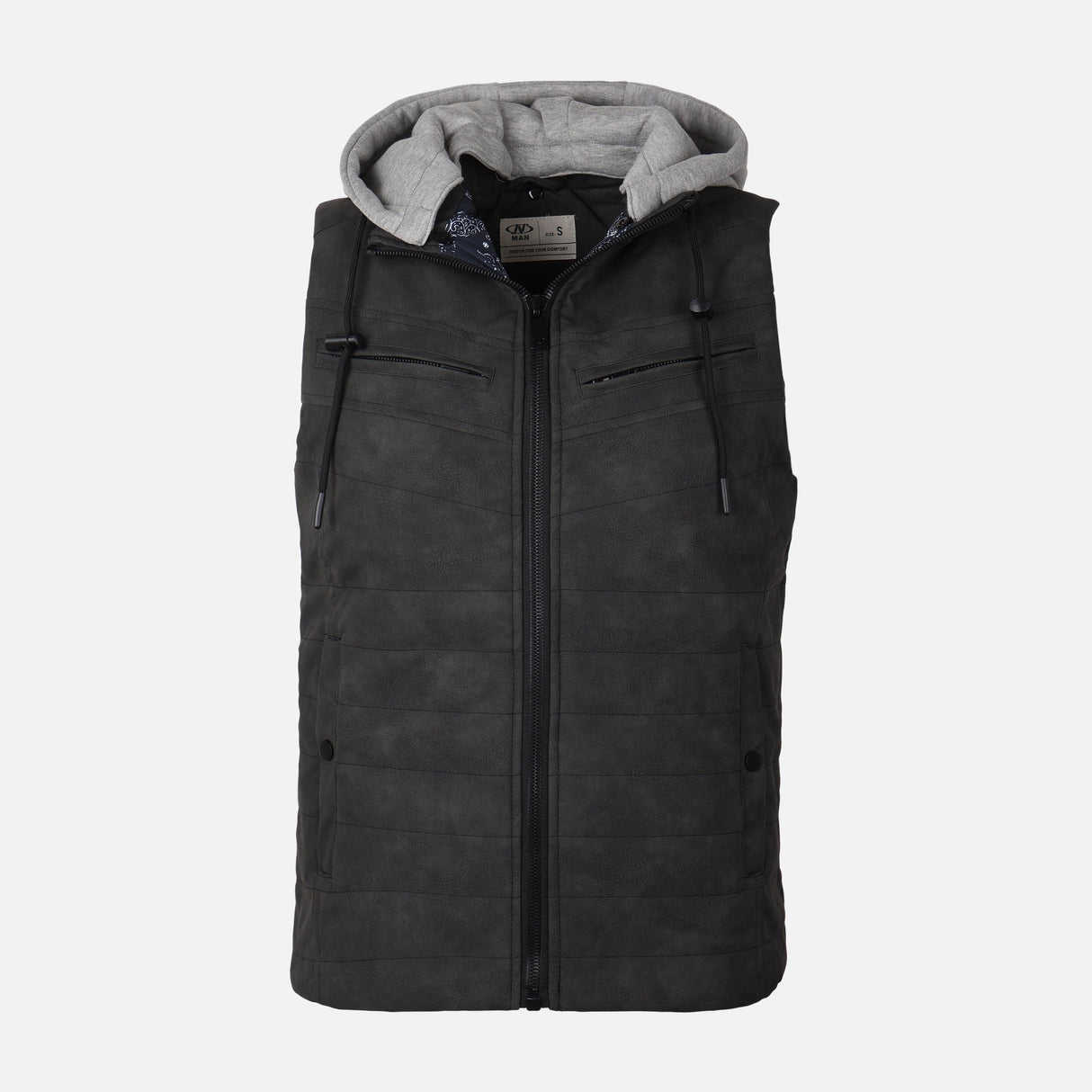 MEN VEST WITH KNITTED HOOD