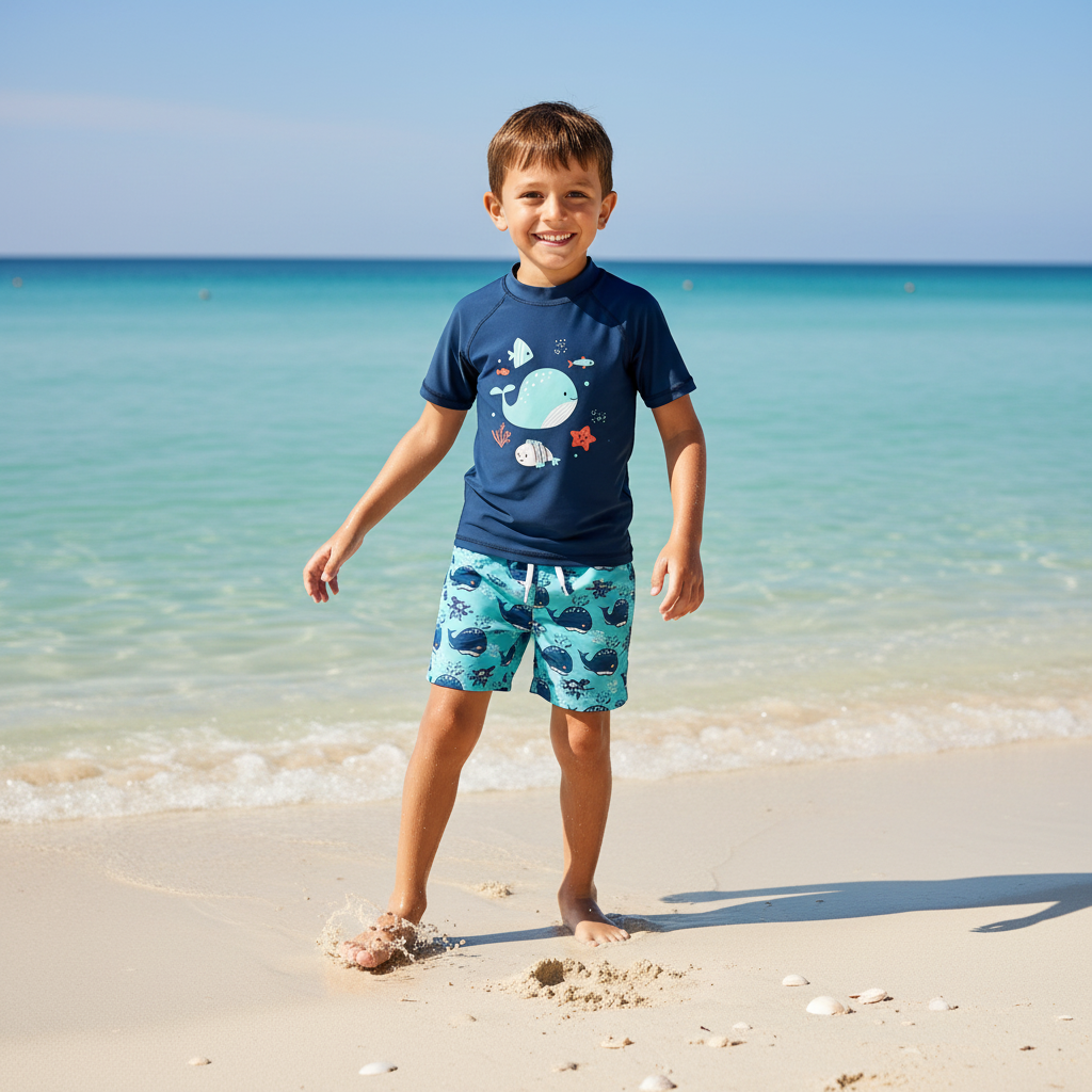 Boys Rashguard Swim Set Short Sleeve