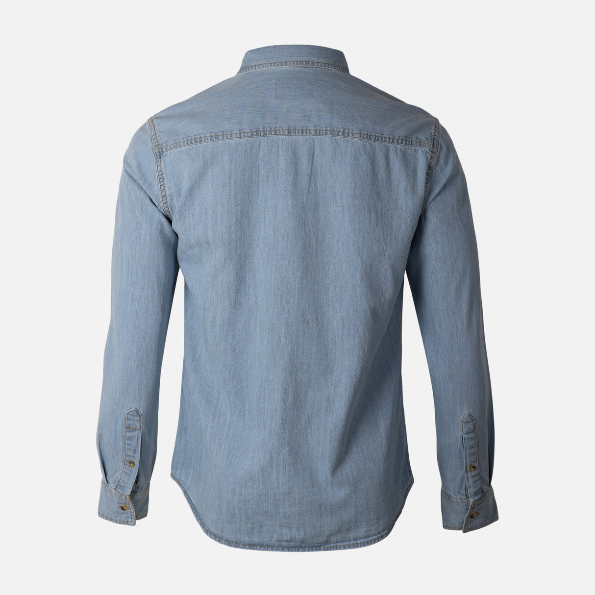 Men Long Sleeve Slub Denim Shirt With Pocket