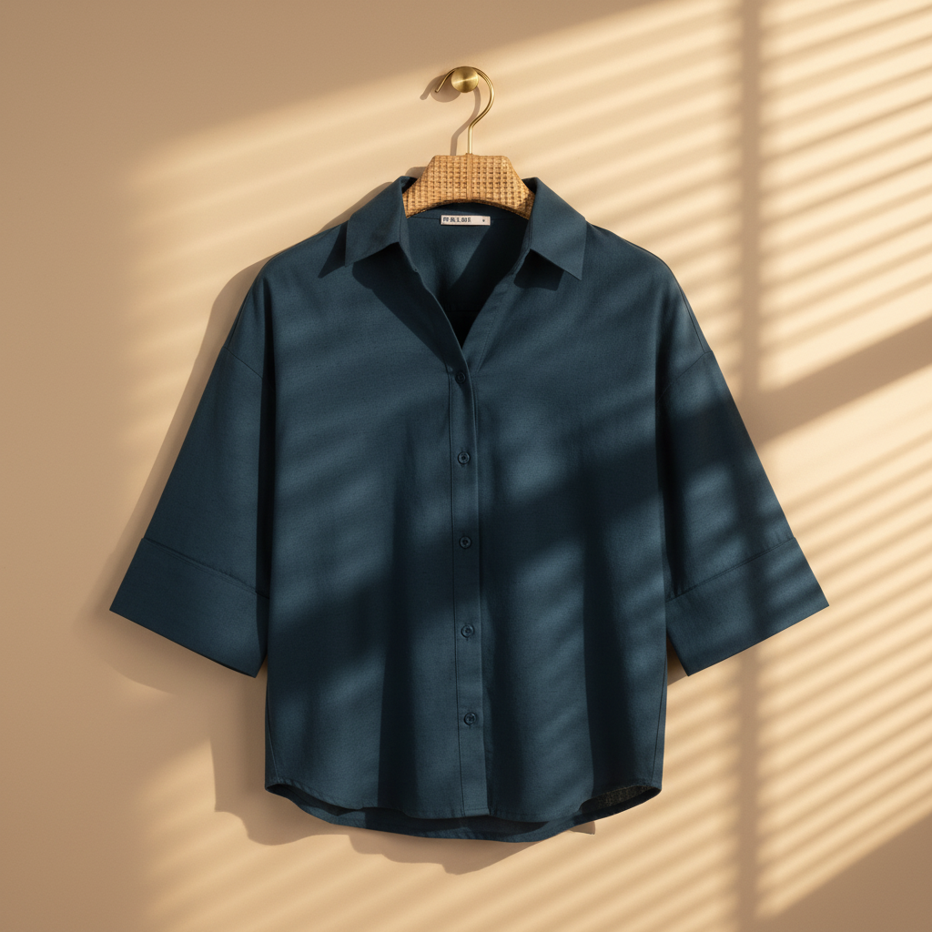 Women Long Sleeve Linen Blend Solid Shirt