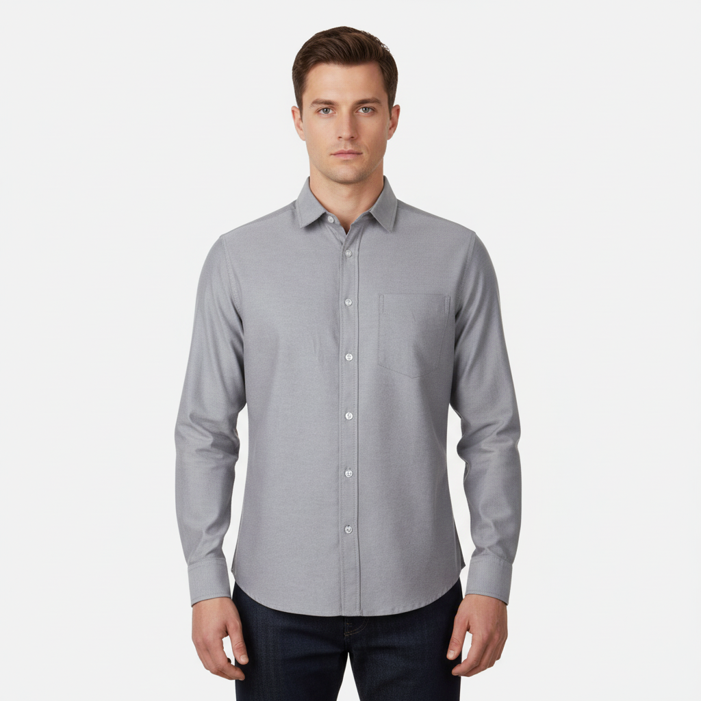 Men Long Sleeve Oxford Shirt