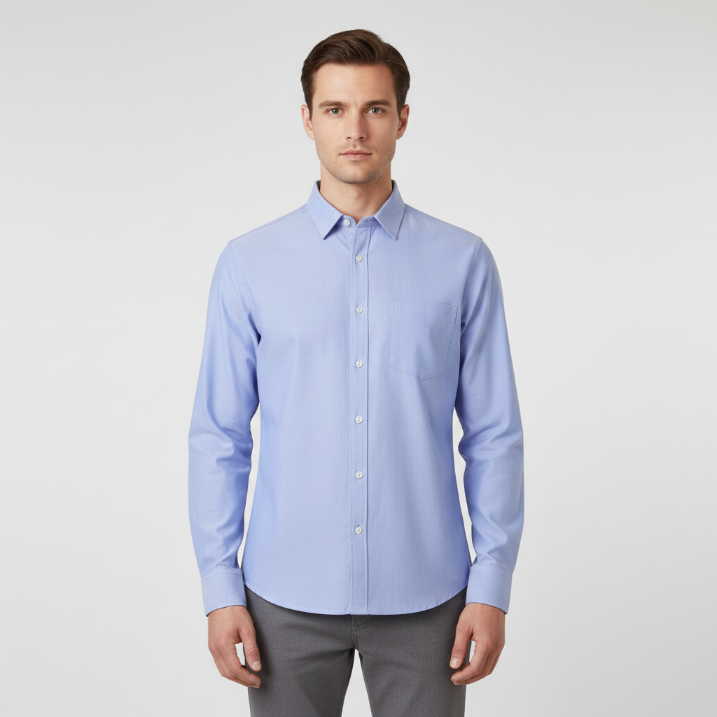 Men Long Sleeve Oxford Shirt