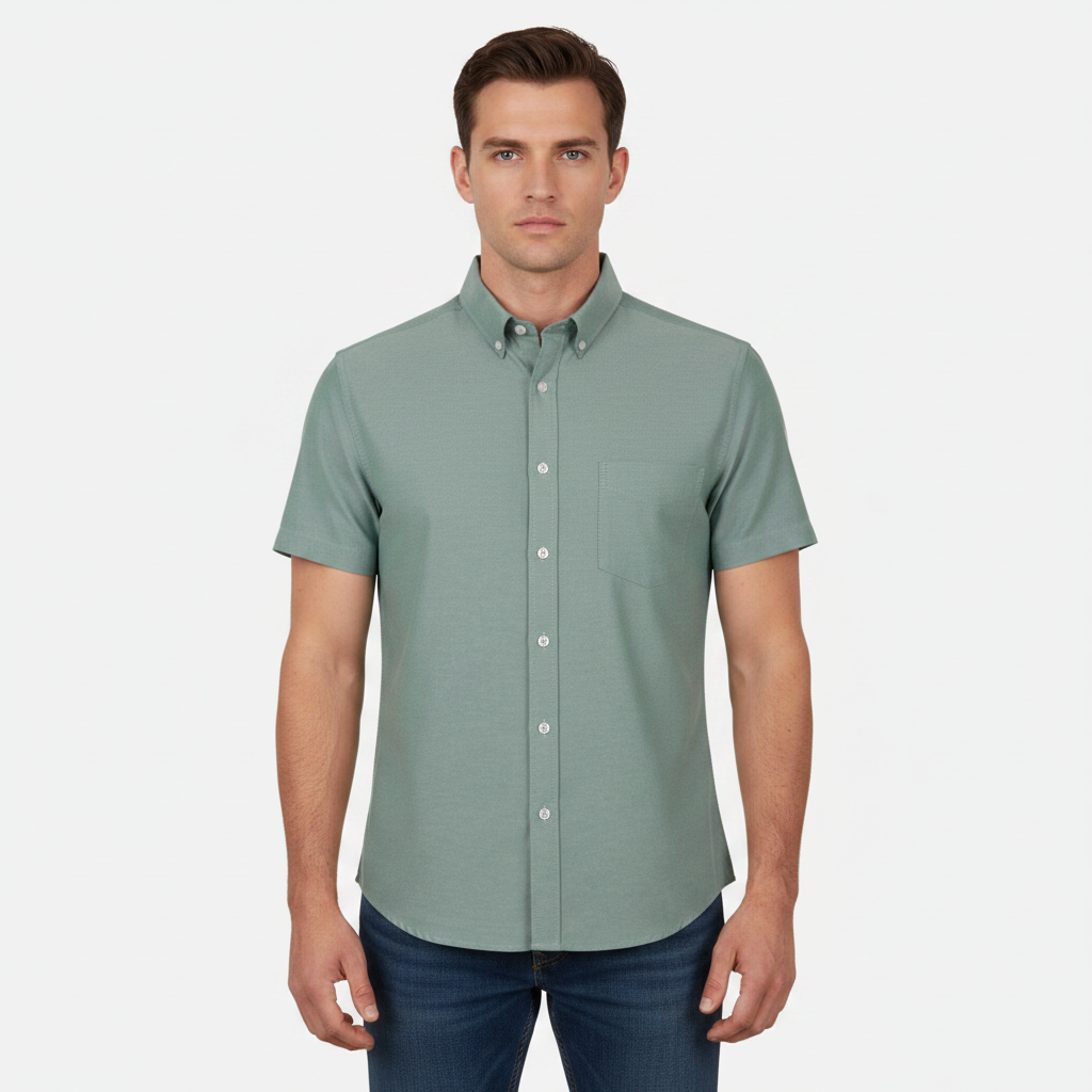 Men Basic Oxford Short Sleeve Shirt
