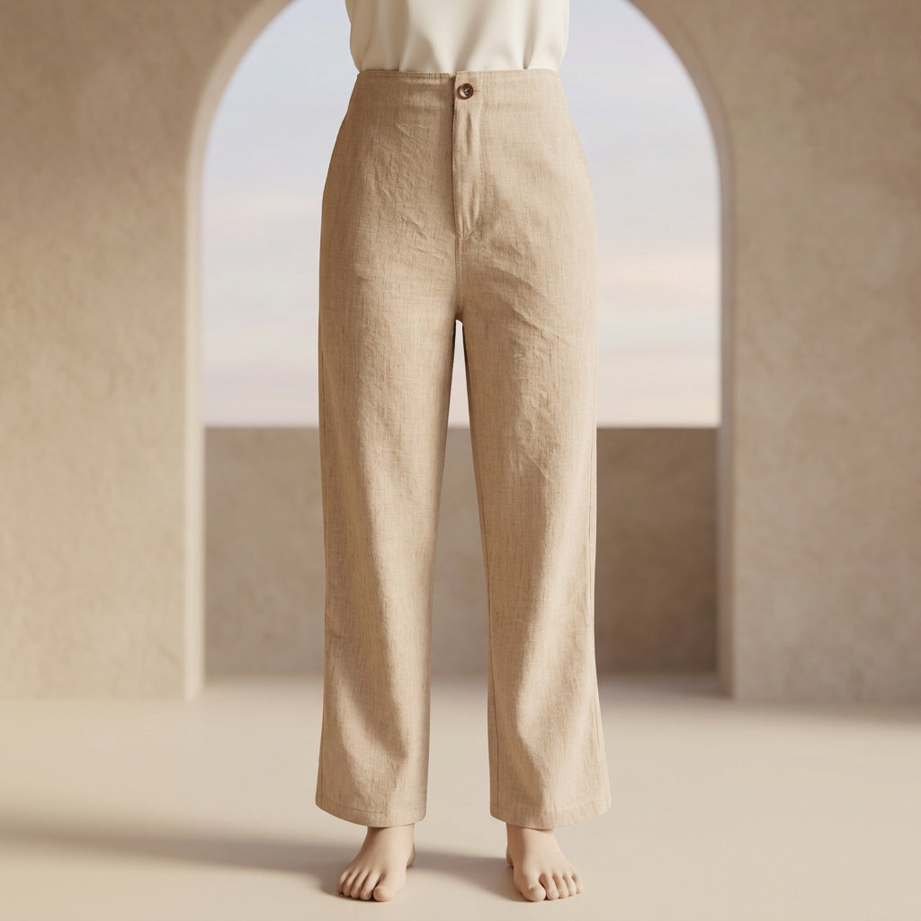 Women Straight Leg Button Front Trousers