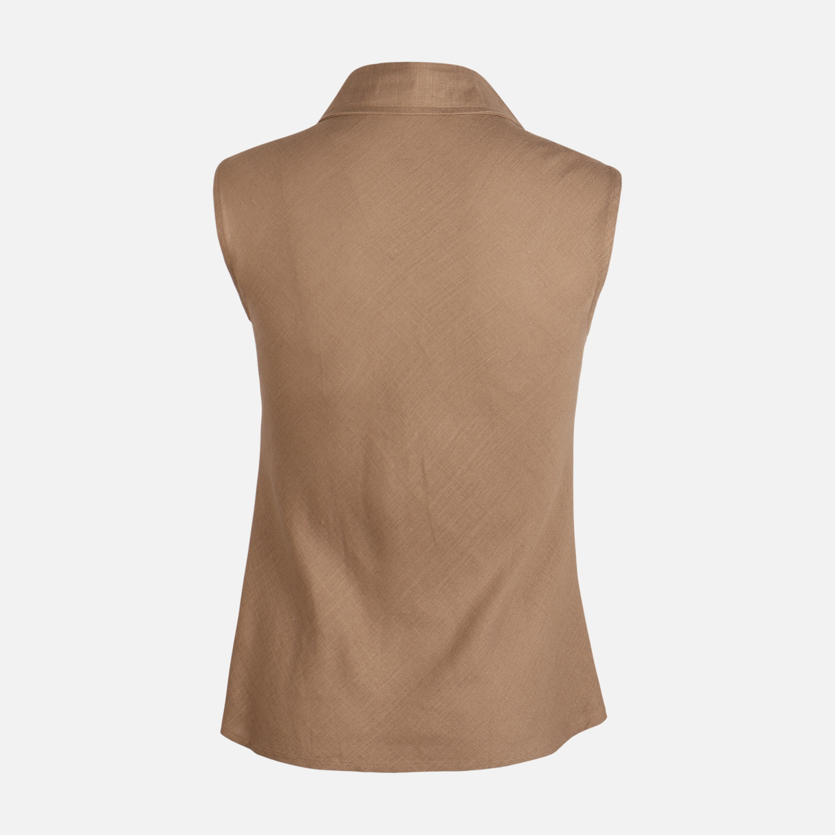 Women Sleeveless Shirt Collar Blouse