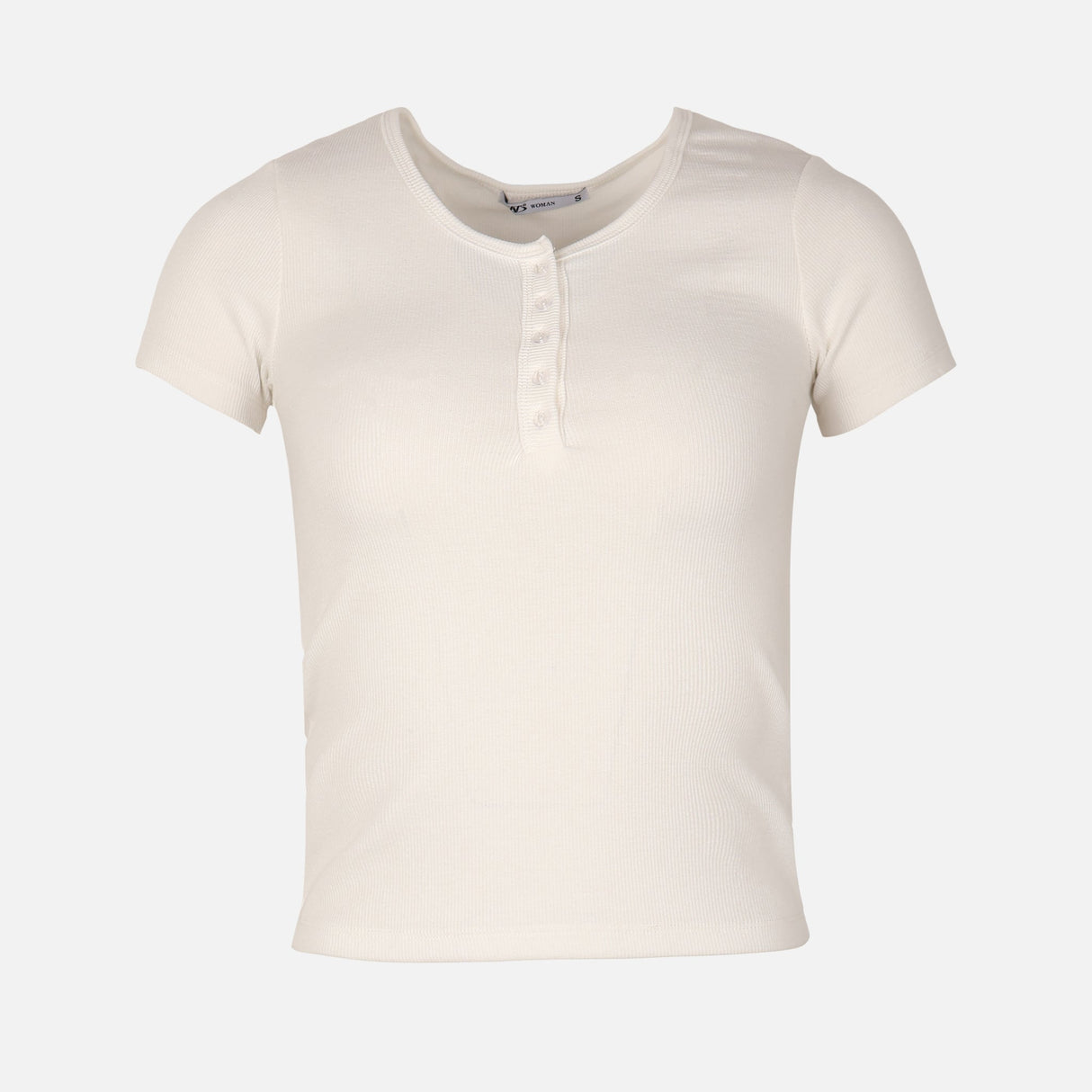 Women Rib Basic Placket T-Shirt