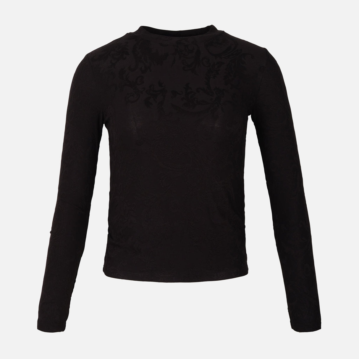 Women Rib Jacquard Long Sleeve T-Shirt