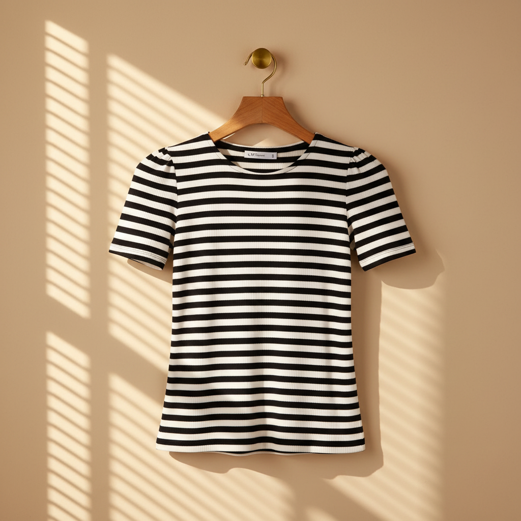 Women Ribbed Short Sleeve T-Shirt