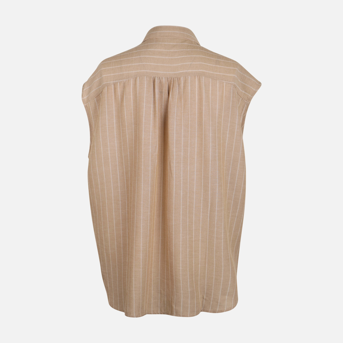 Women Striped Sleeveless Button-Up Shirt
