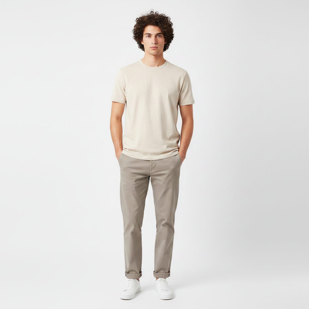 Men Structure T-Shirt Round Neck