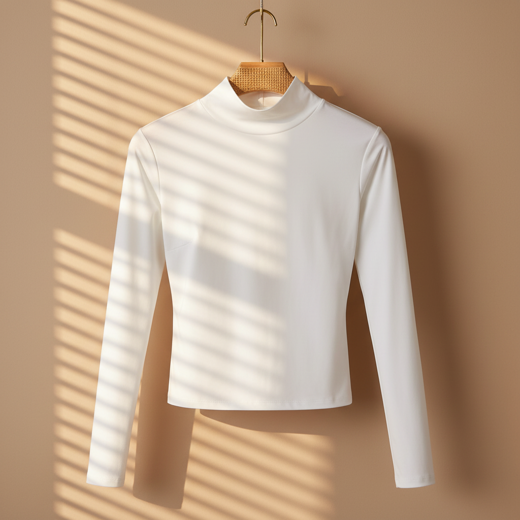 Women Basic Long Sleeve High Neck T-Shirt