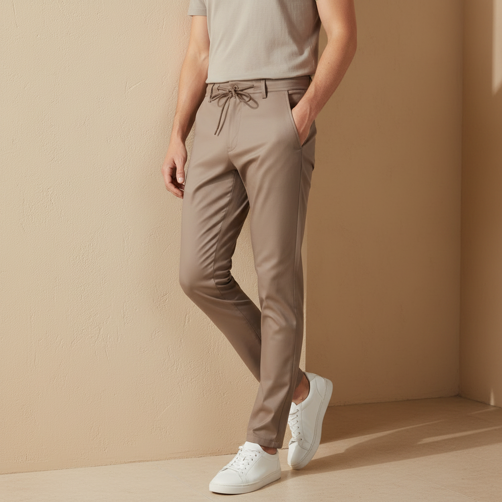 Men Woven Trouser With Elastic