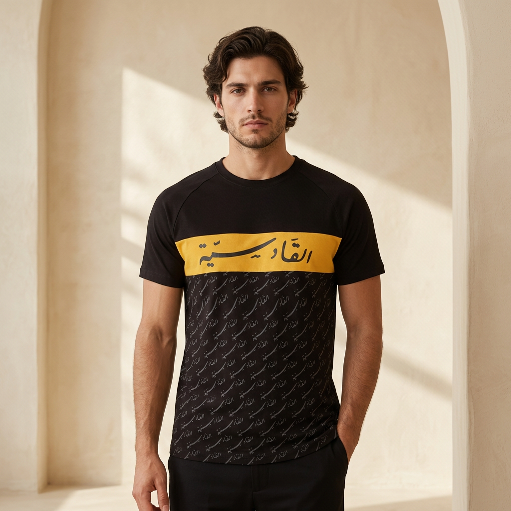 Qadsia Sc Men T-Shirt Henley Neck Short Sleeve