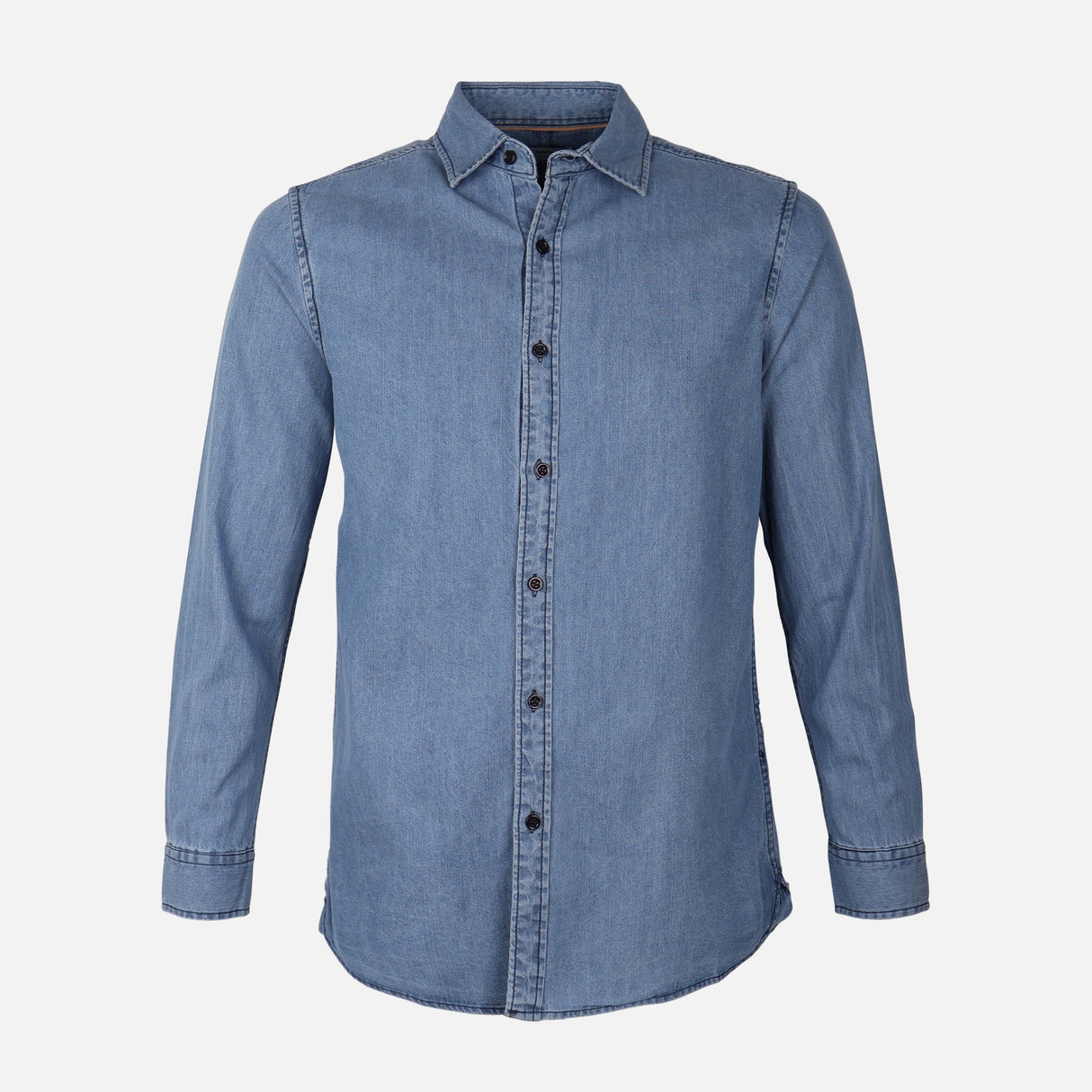 Men Plain Denim Long Sleeve Shirt