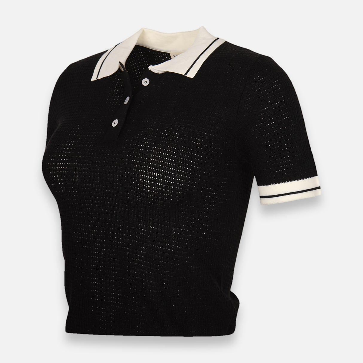 Women Knitted Polo T-Shirt Short Sleeve