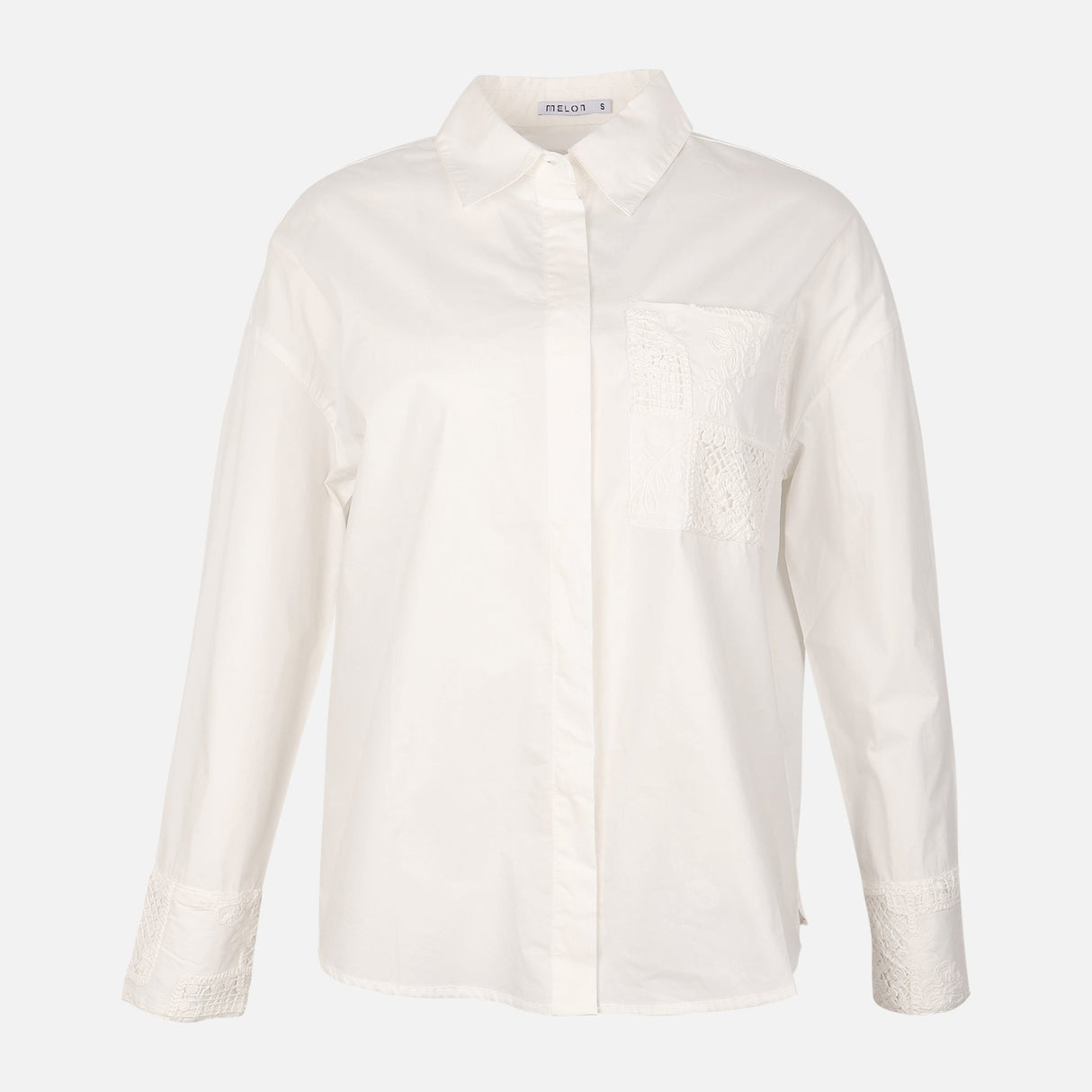 Women Oversize Lace Pocket Shirt