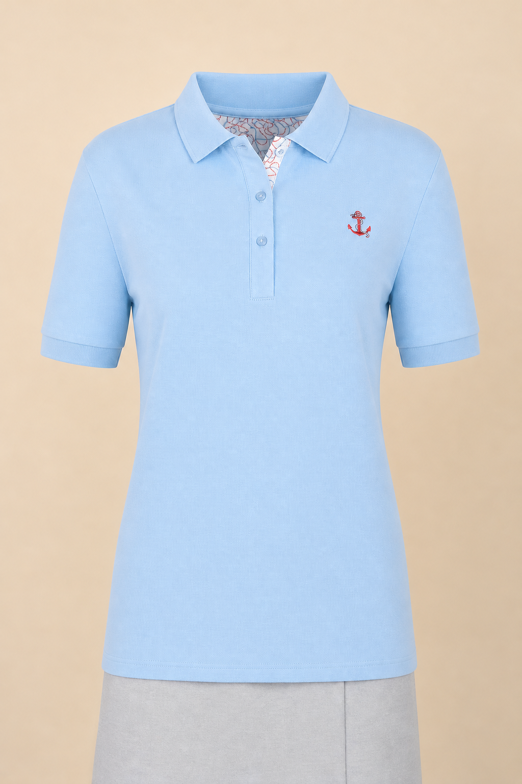 MNBFS72B WOMEN'S B BASIC PQ POLO / MNBFS72B WOMEN'S B BASIC - LTSKY BLUE - on model