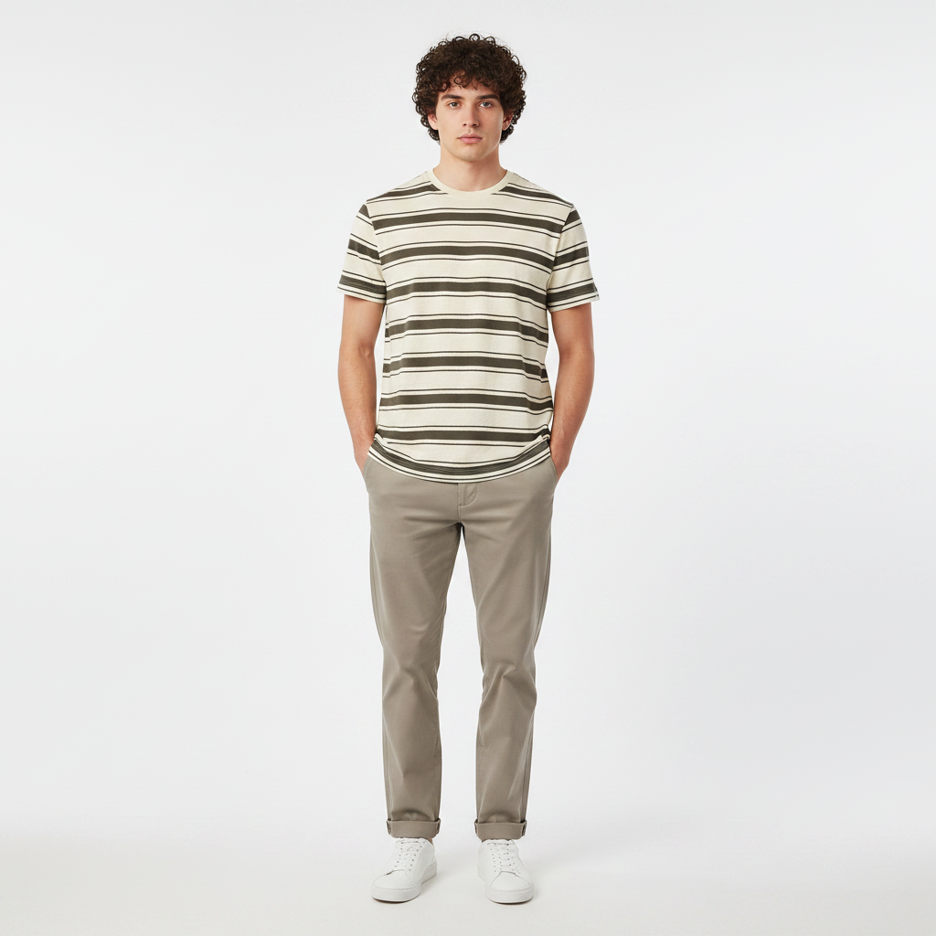 Men T-Shirt Round Neek Stripe