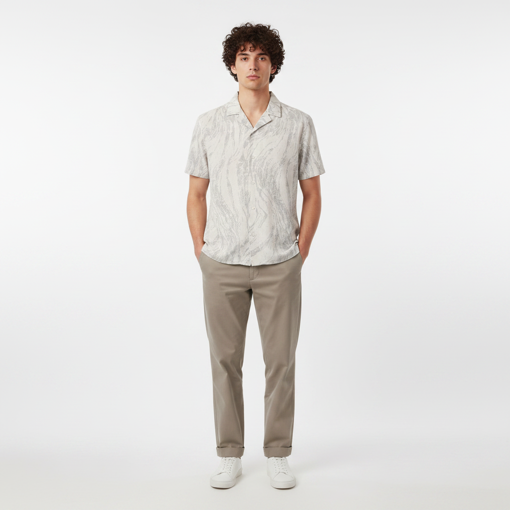 Men Jacquard Short Sleeve All-Over Print Shirt