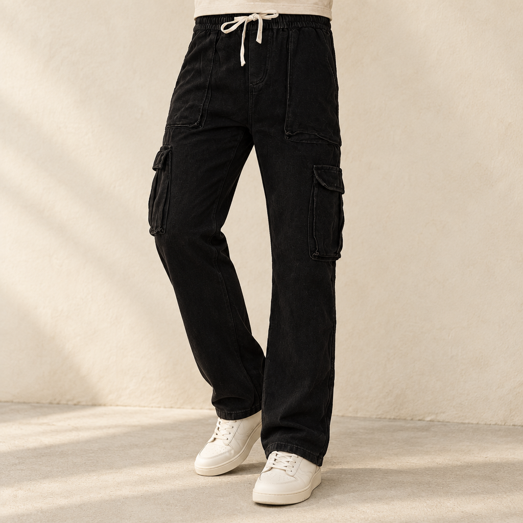 Men Denim Cargo Jogger Jeans