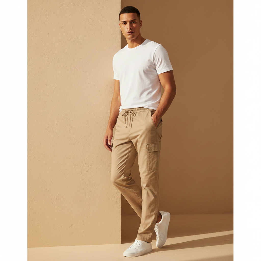 Men Linen Cargo Pants