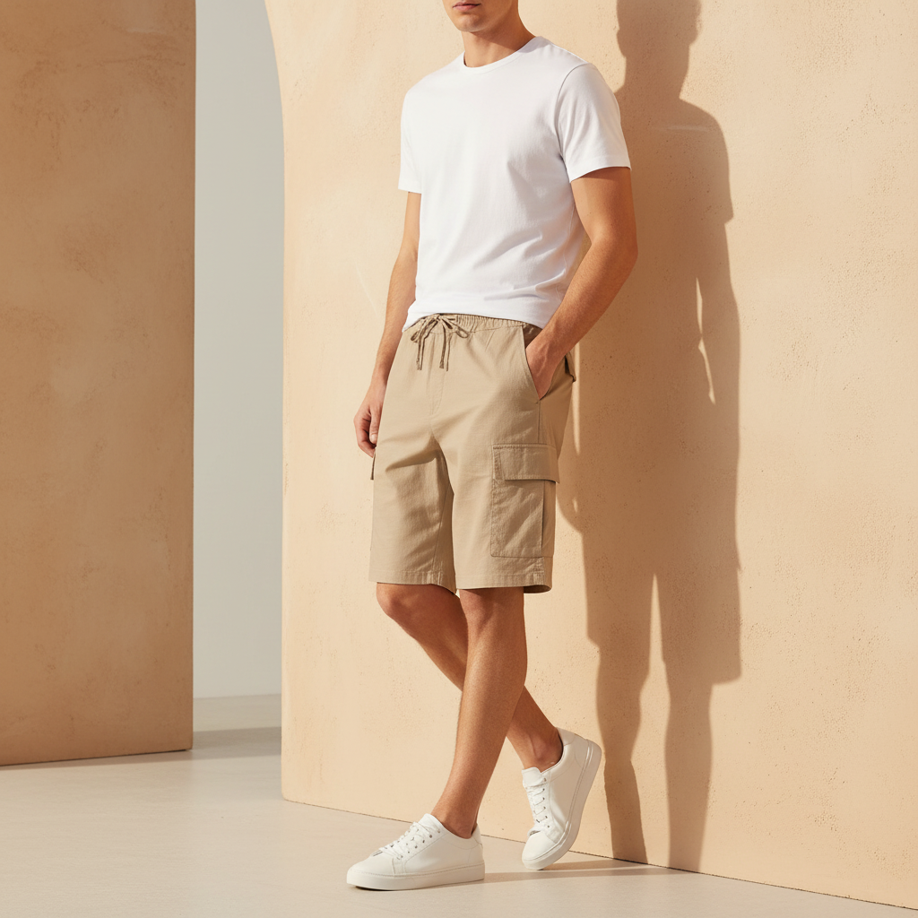 Men Linen Cargo Shorts