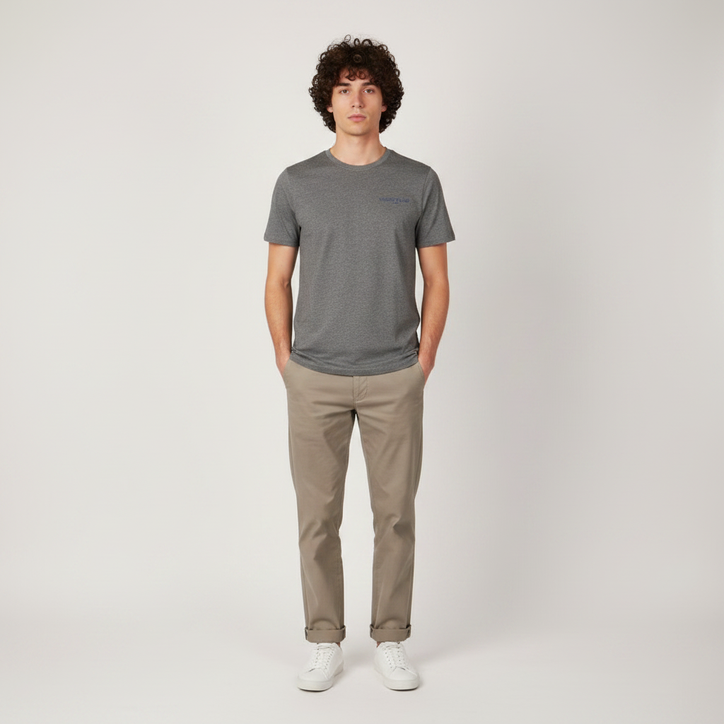 Men Basic Graphic T-Shirt Round Neck Short Sleeve