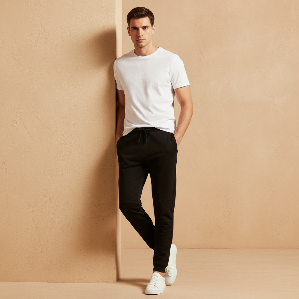 Men Basic Solid Jogging Pants Regular Fit