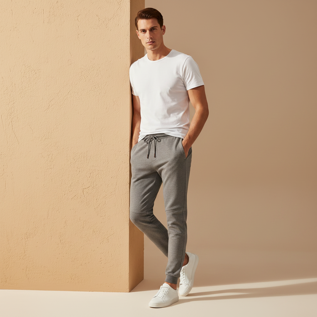 Men Basic Solid Jogging Pants Regular Fit