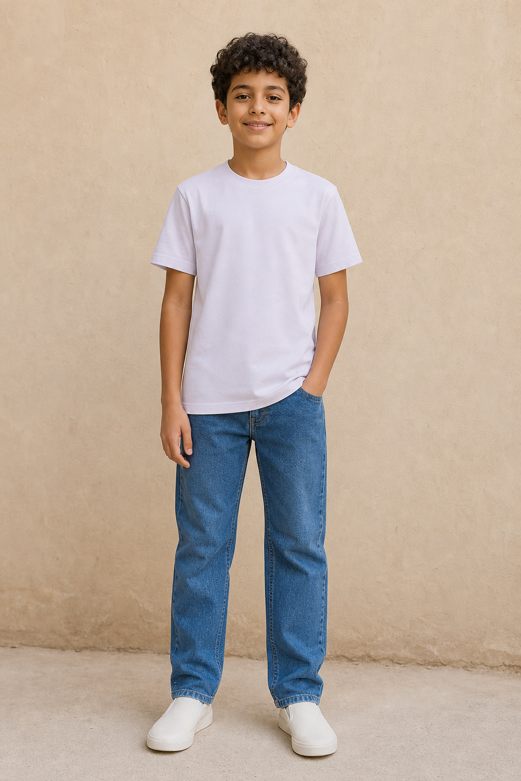 A02004-26 UNISEX SCHL T-SHIRT / A02004-26 UNISEX SCHL T-SHIR - WHITE - on model