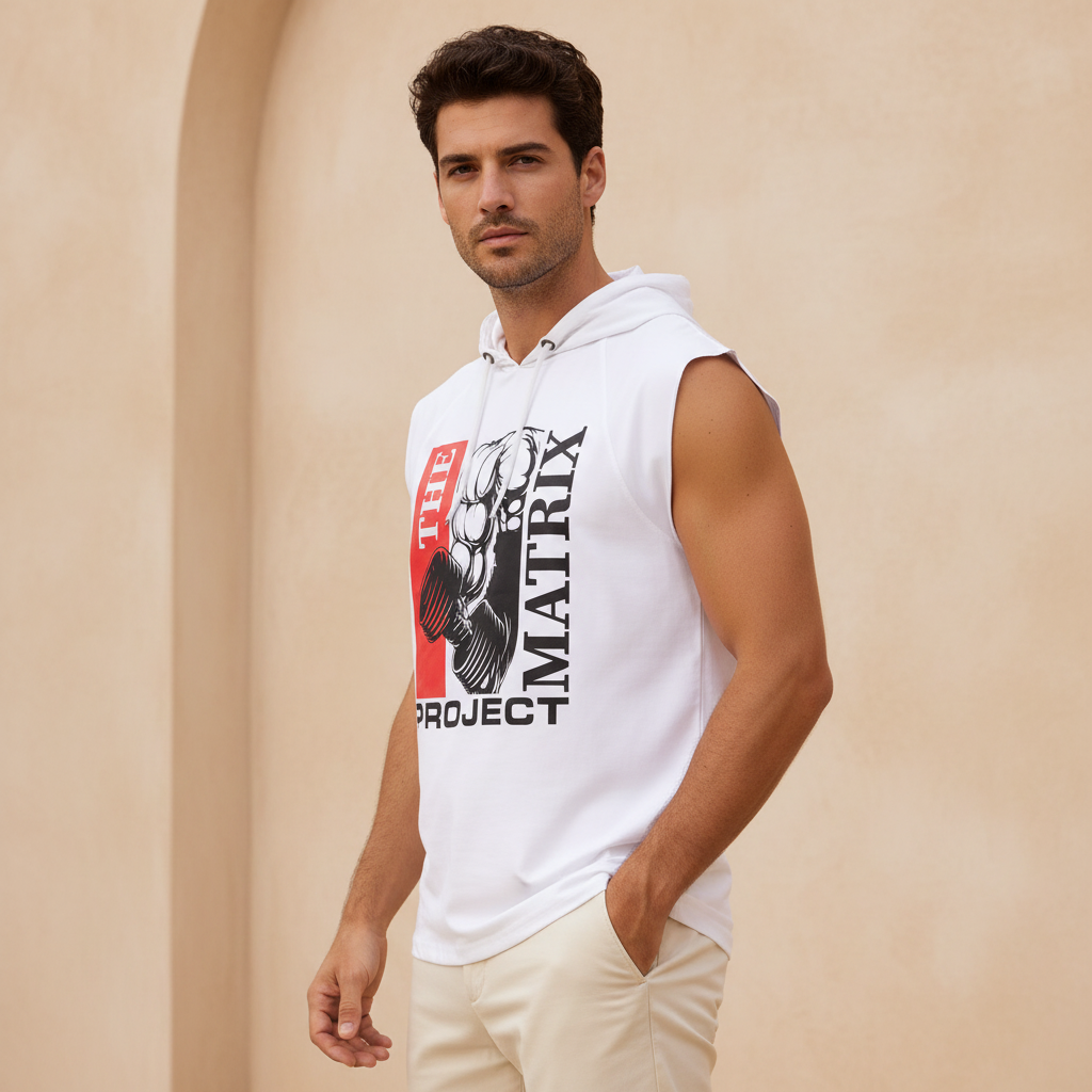 Mens Gym Vest With Hood
