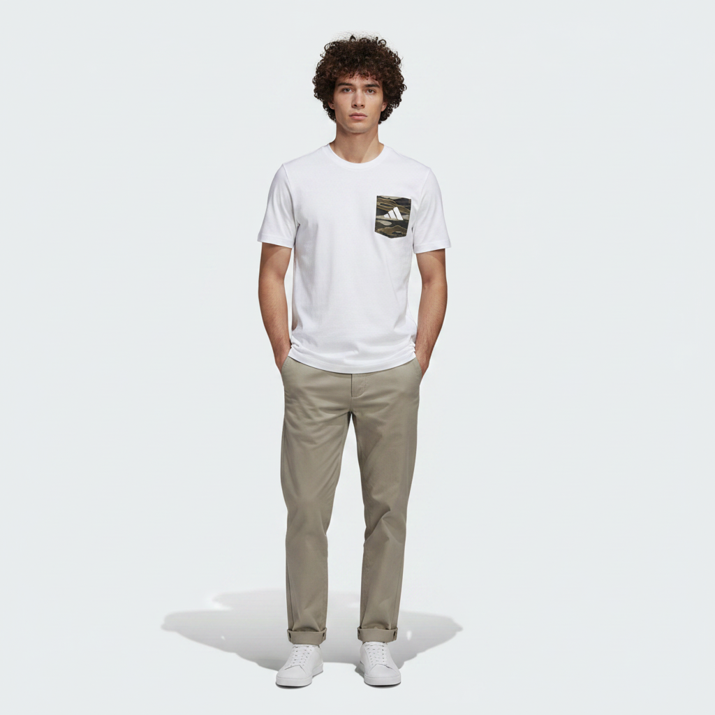 Men Camo Woven Pocket Graphic T-Shirt