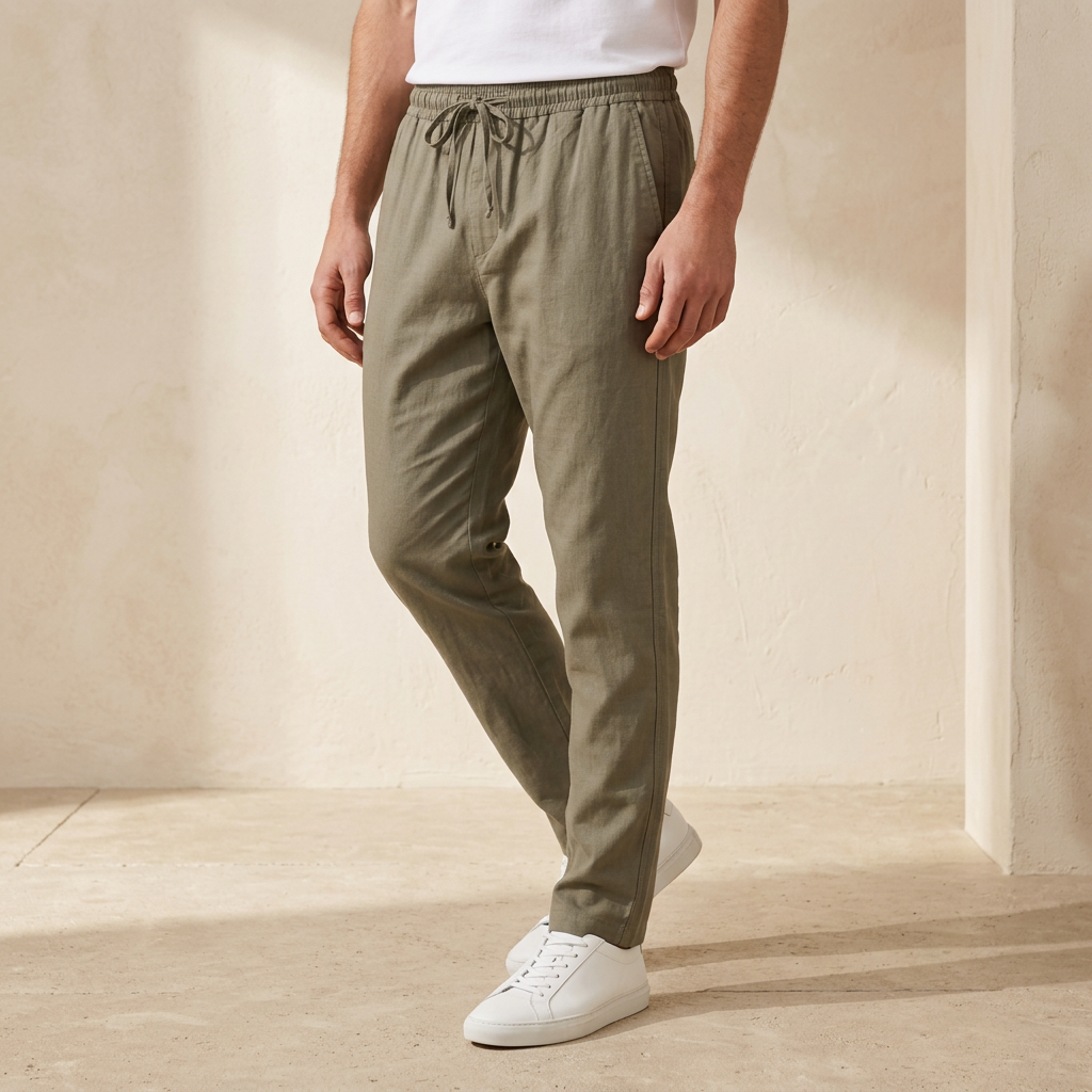Men Linen Drawstring Pants