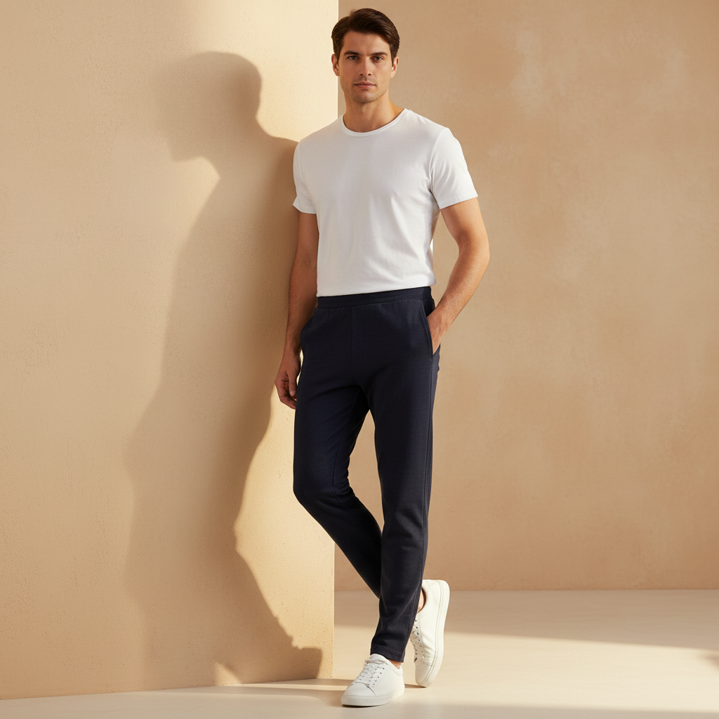 Men Basic Solid Pocket Pants Regular Fit