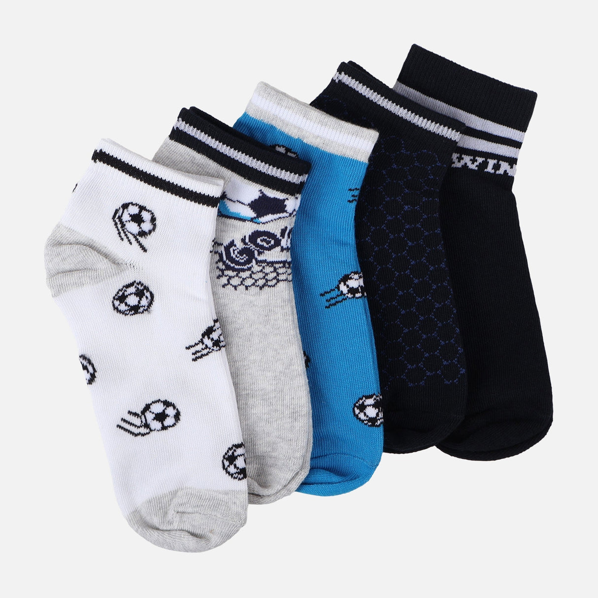 Boys Non-Terry Ankle Socks 5 Pairs