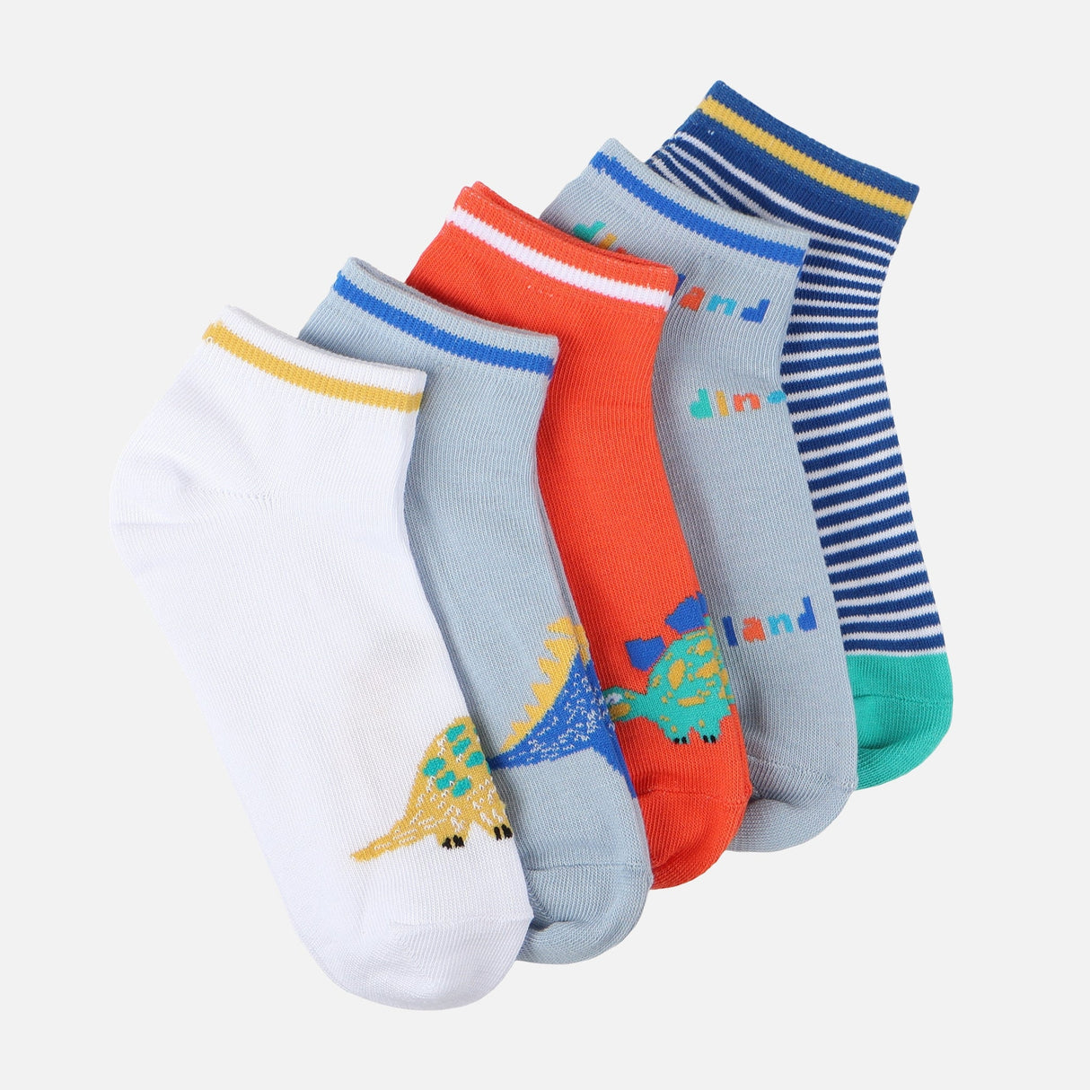 Boys Non-Terry Ankle Socks 5 Pairs