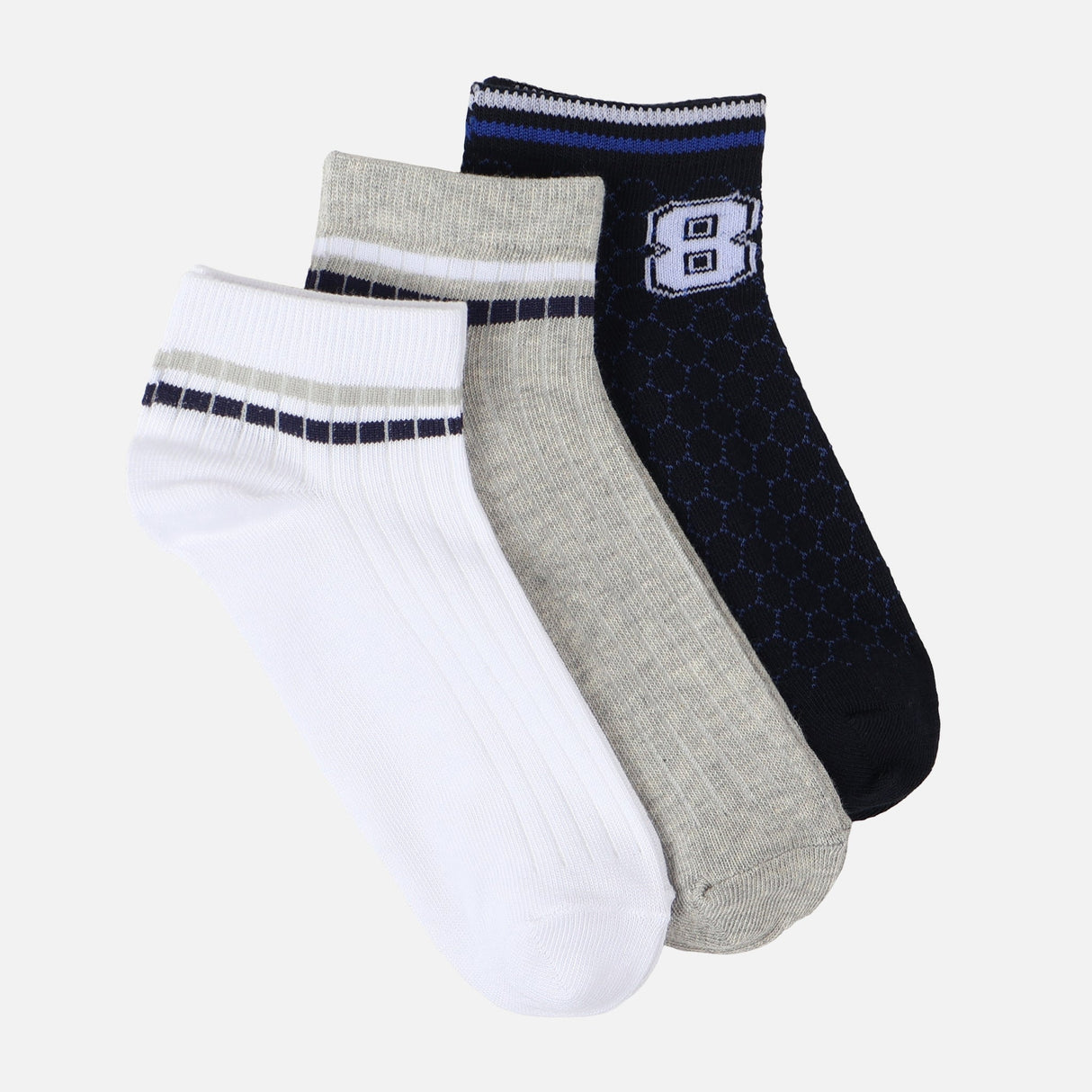 Boys Non-Terry Ankle Socks 3 Pairs