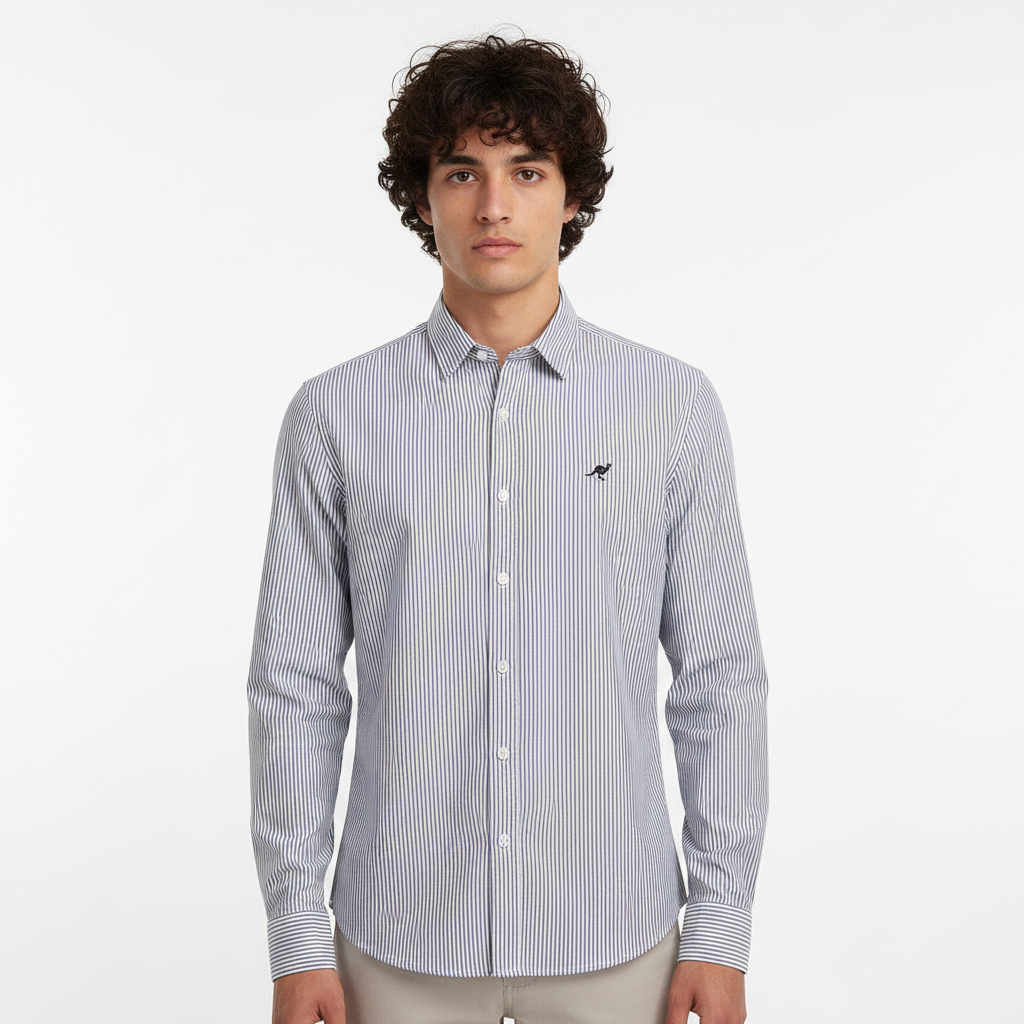 Men Oxford Stripe Shirt Long Sleeve