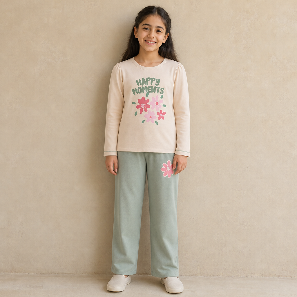 03-17025-JG GIRLS PAJAMA PANT-2 / 03-17025-JG GIRLS PAJAMA P - DAWN-GREEN - on model