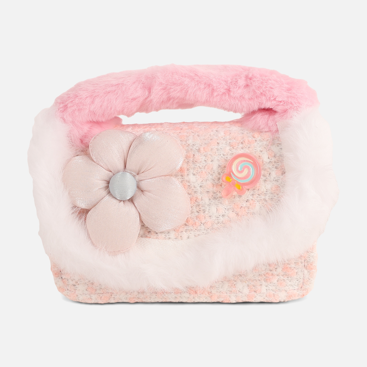 Girls Faux Fur Trim Crossbody Bag