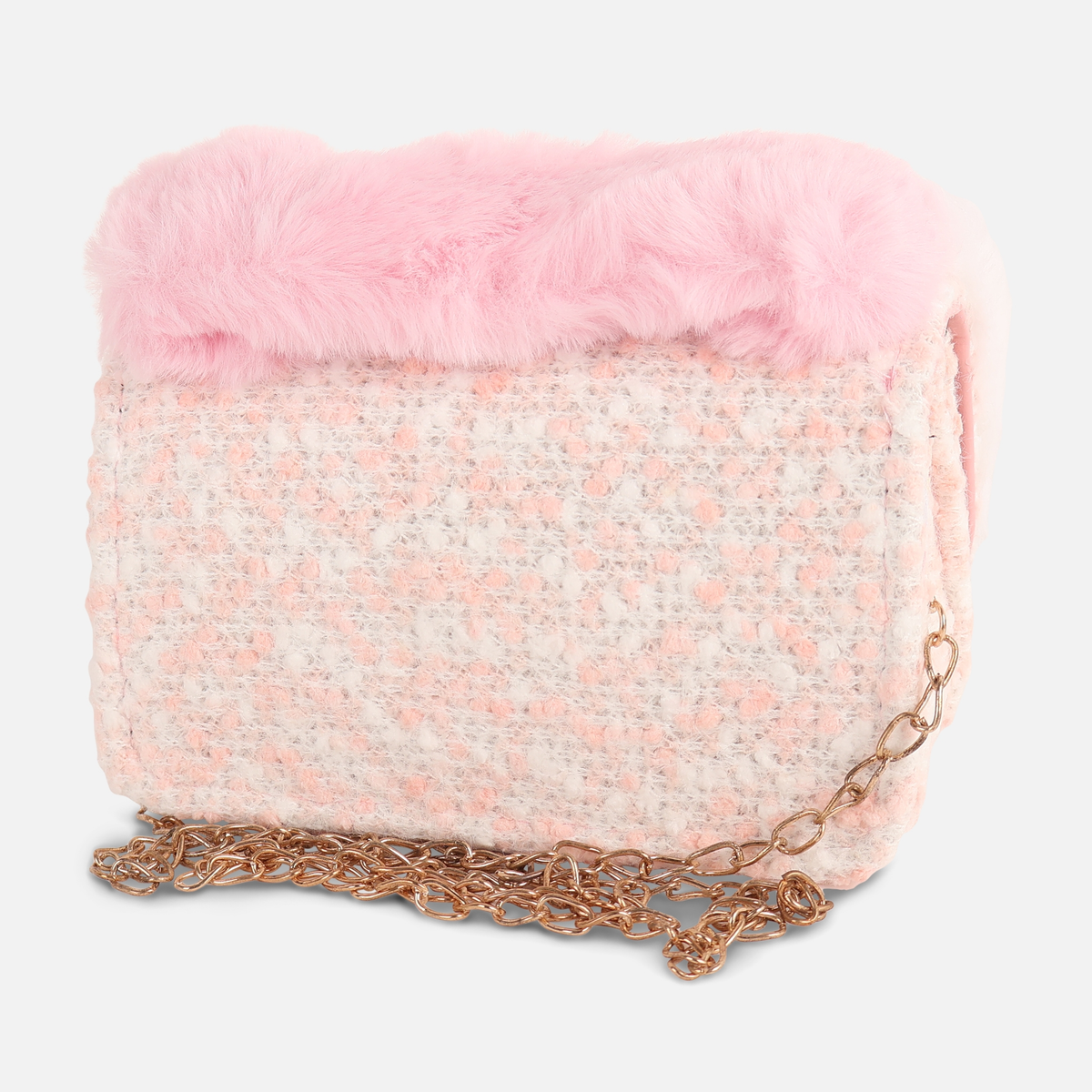 Girls Faux Fur Trim Crossbody Bag